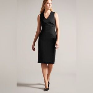 NWT Ted Baker Salyan Wrap Detail Midi Dress Black Ted Size 1